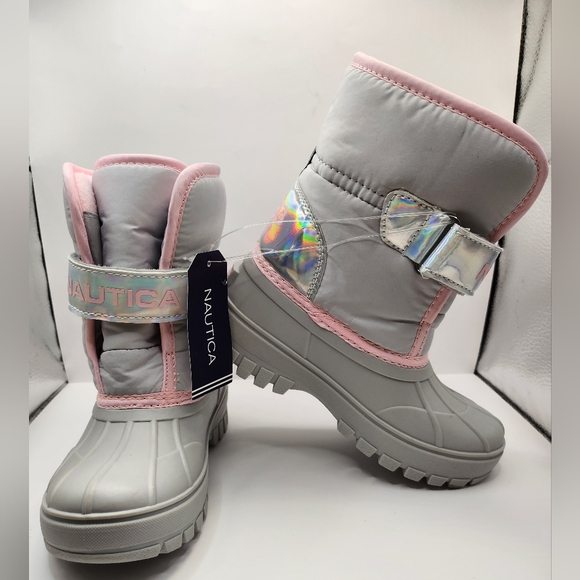 Nautica Girls Albermarle 2 Pink And Grey Iridescent Snow Boots Size 9 - Picture 4 of 16